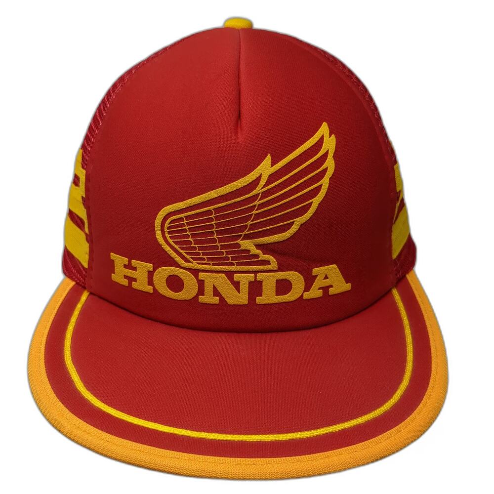 Designer Award Cap Trucker Hat Red One Size Honda Wing Logo Mesh Side Stripes
